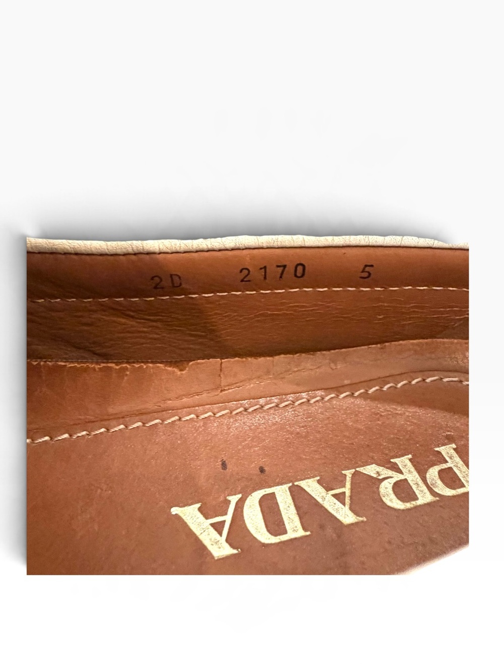 Prada Women's Cream off white Leather Driving Loafers boat shoes - Picture 7 of 11
